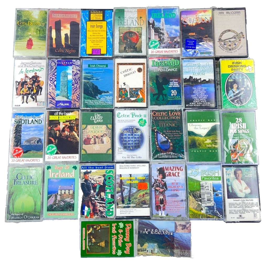 Cassette Tap LOT Bundle of 30 Irish Ireland Celtic Scotland Mixed Wholesale
